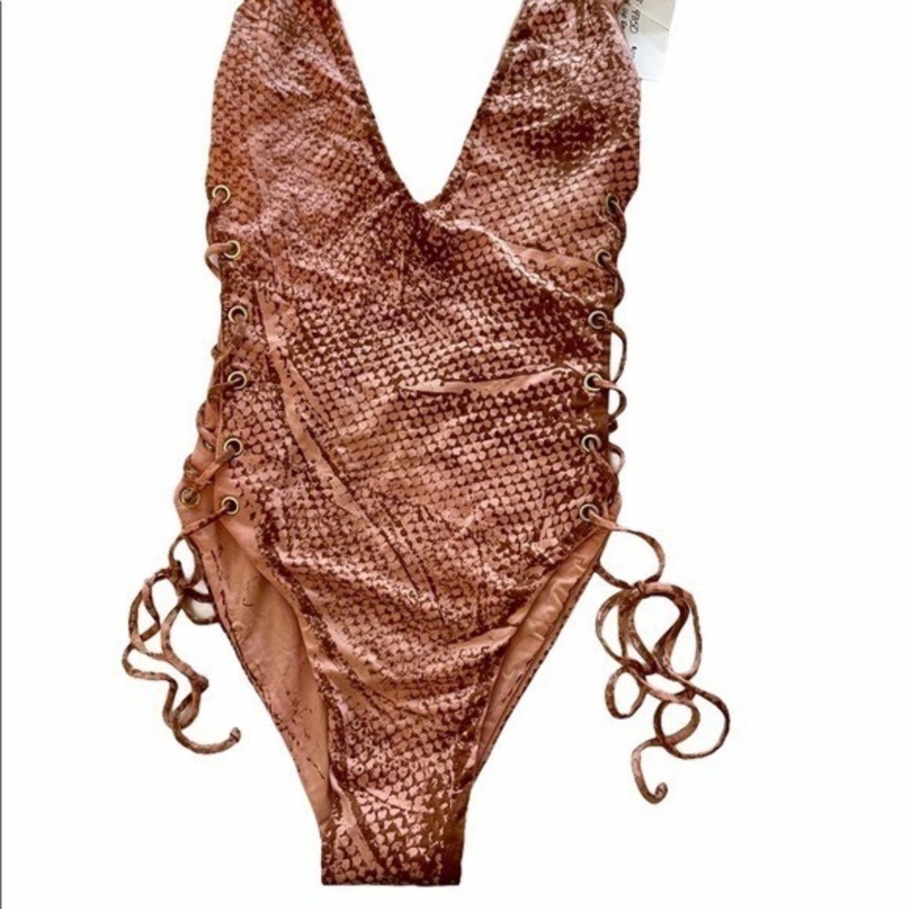 Blue Life Roped Up One Piece Swimsuit NWT